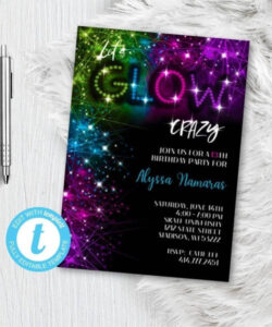 Custom Glow In The Dark Birthday Invitation Template Pdf