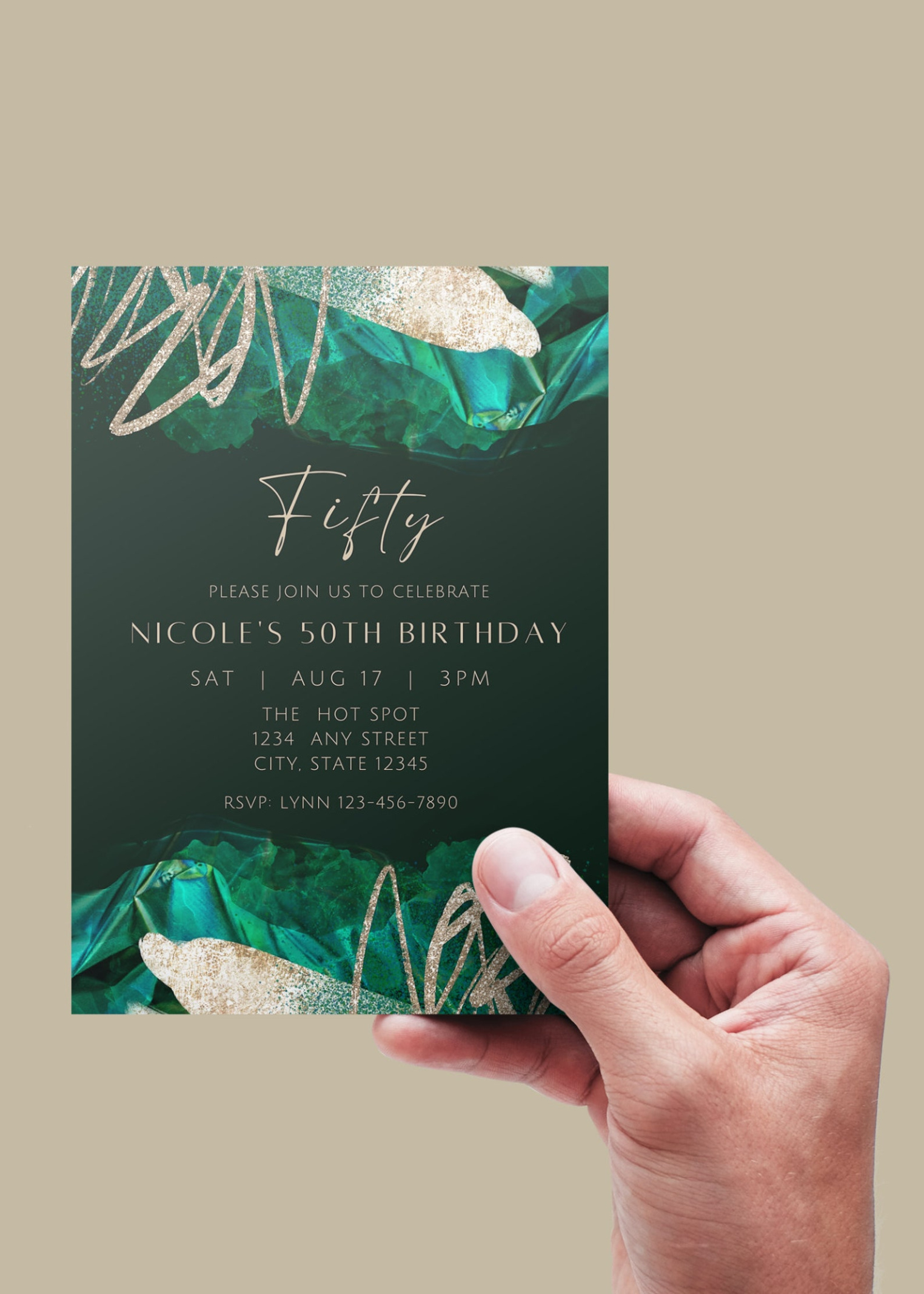 Custom Green And Gold Invitation Template