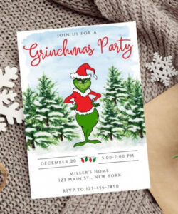 Custom Grinch Christmas Party Invitation Template Word Sample