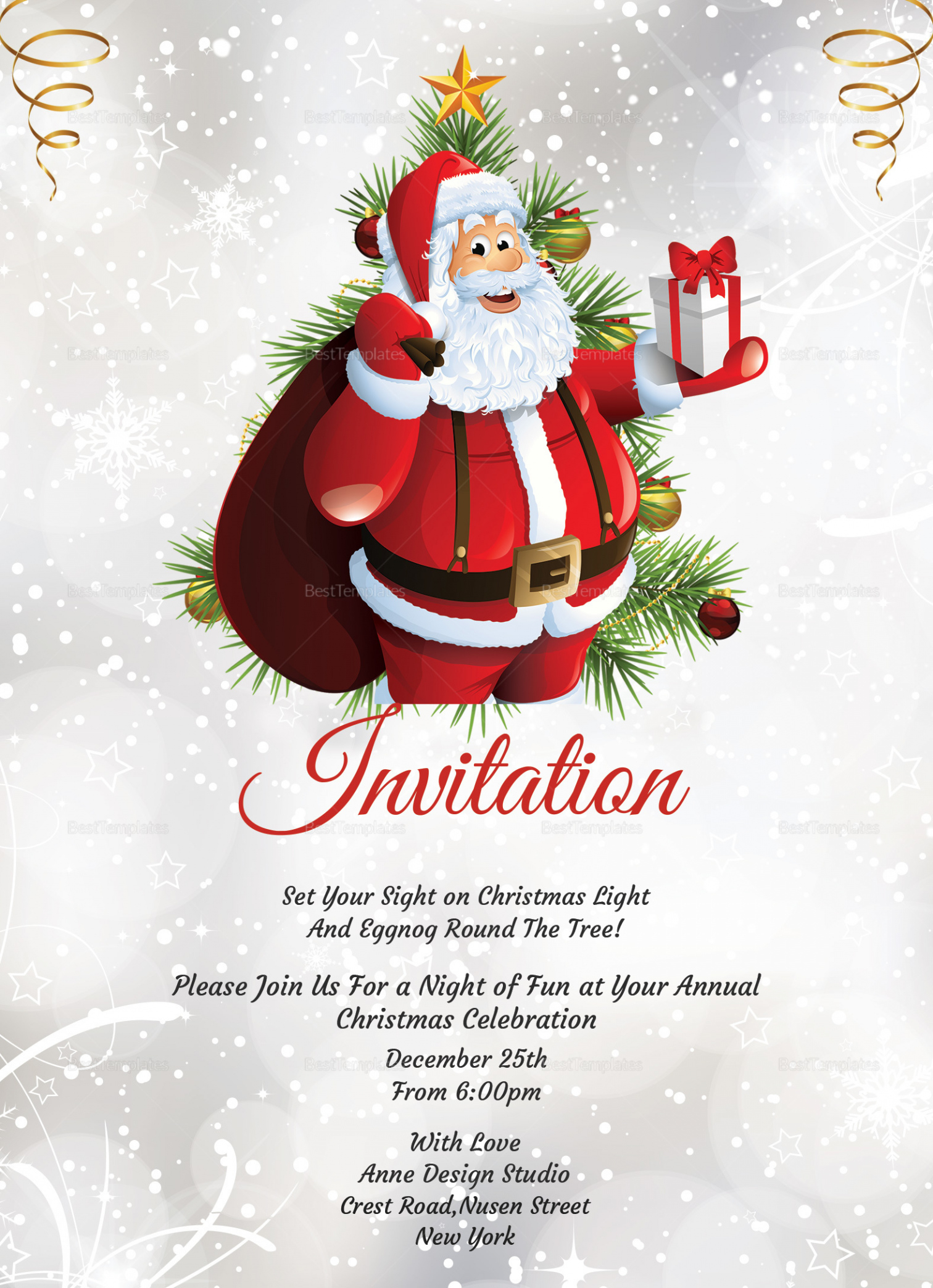 Custom Holiday Party Email Invitation Template Word