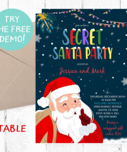 Custom Invitation For Secret Santa Template Word Sample