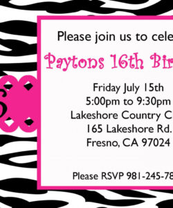 Custom Sweet 16 Birthday Invitation Template Word Sample