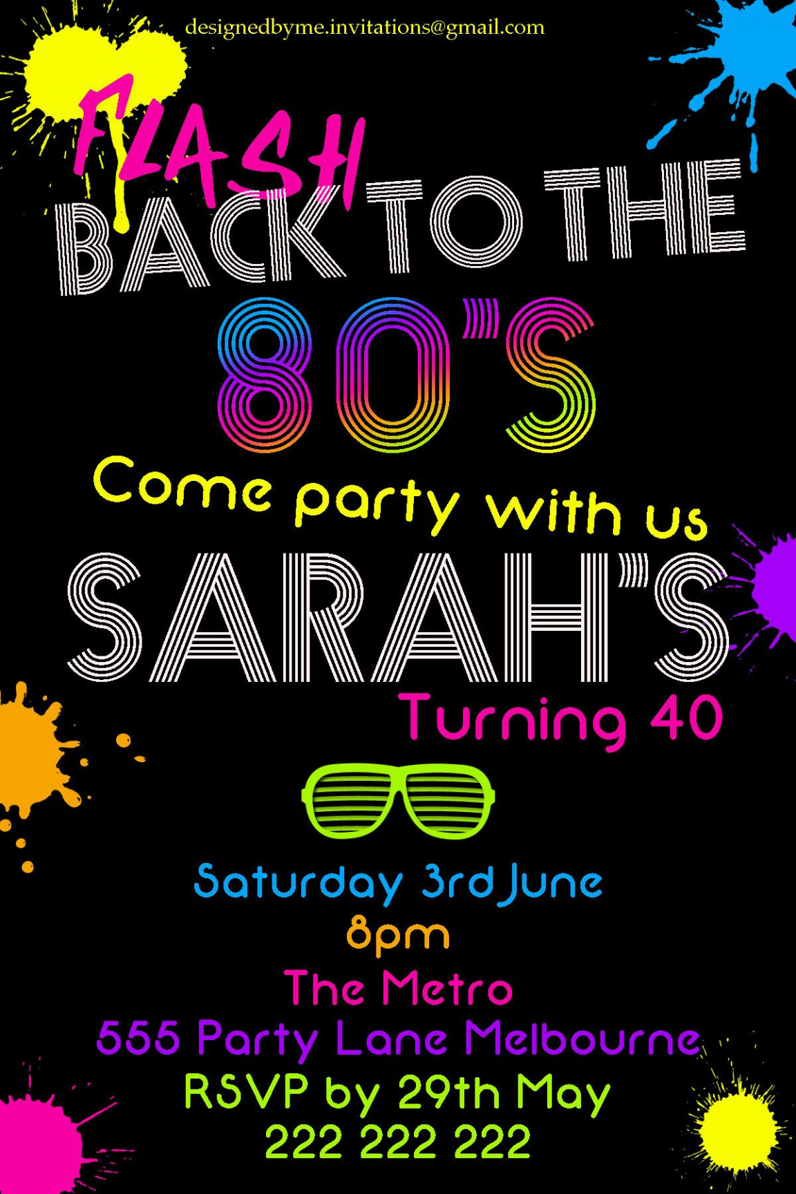 Editable 80S 90S Party Invitation Template Pdf