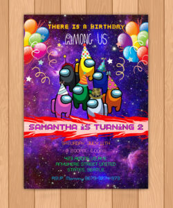 Editable Among Us Birthday Invitation Template Word Sample