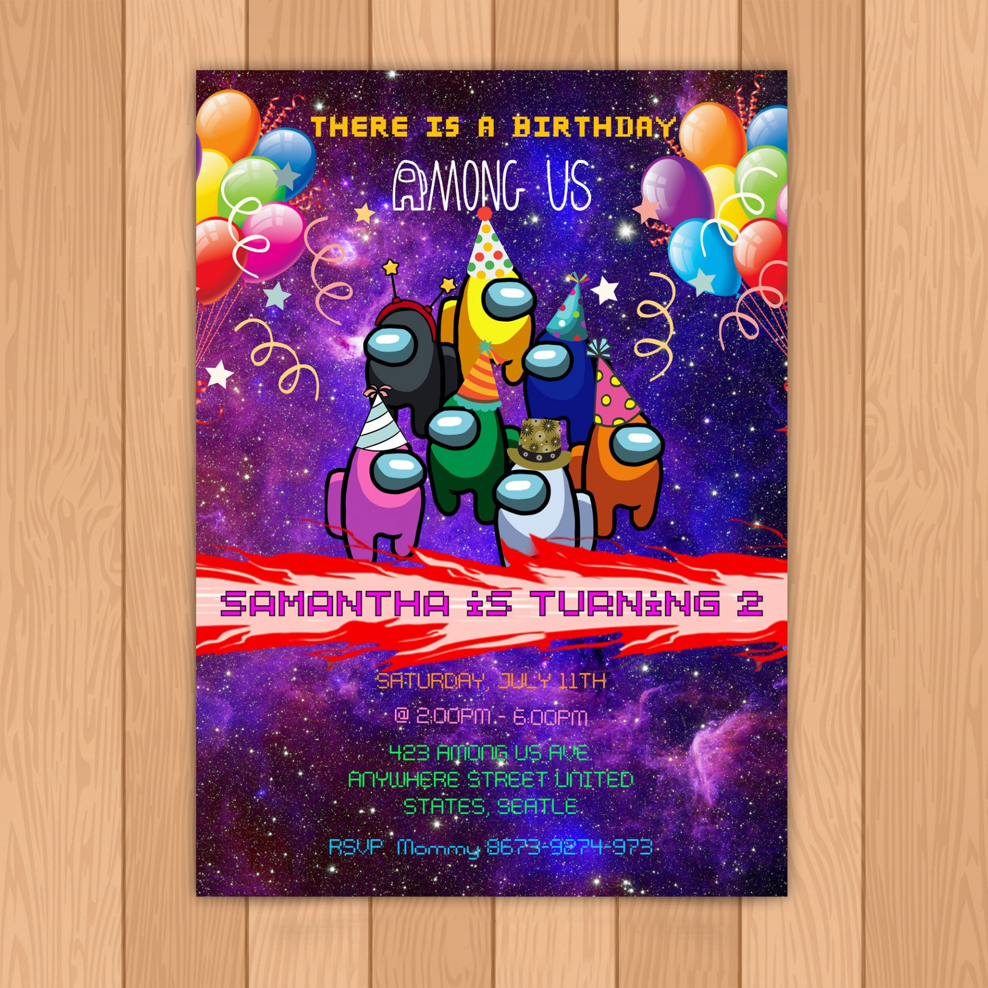 Editable Among Us Birthday Invitation Template Word Sample