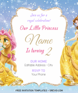 Editable Background Disney Princess Invitation Template Word Sample