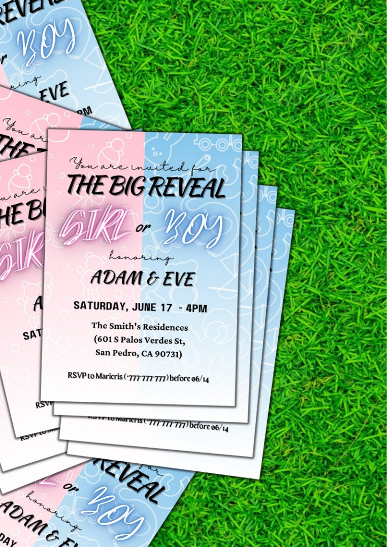 Editable Background Gender Reveal Invitation Template Pdf