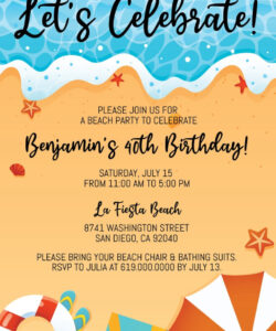 Editable Beach Birthday Party Invitation Template Excel