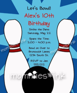 Editable Bowling Birthday Party Invitation Template