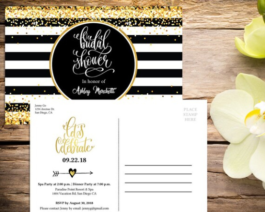 Editable Bridal Shower Postcard Invitation Template