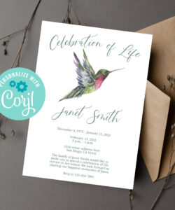 Editable Celebration Of Life Invitation Template