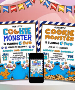 Editable Cookie Monster Birthday Invitation Template