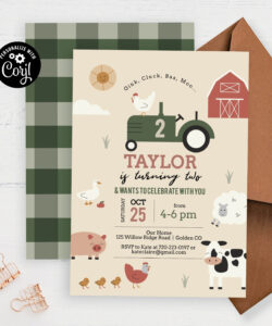 Editable Farm Animal Birthday Invitation Template