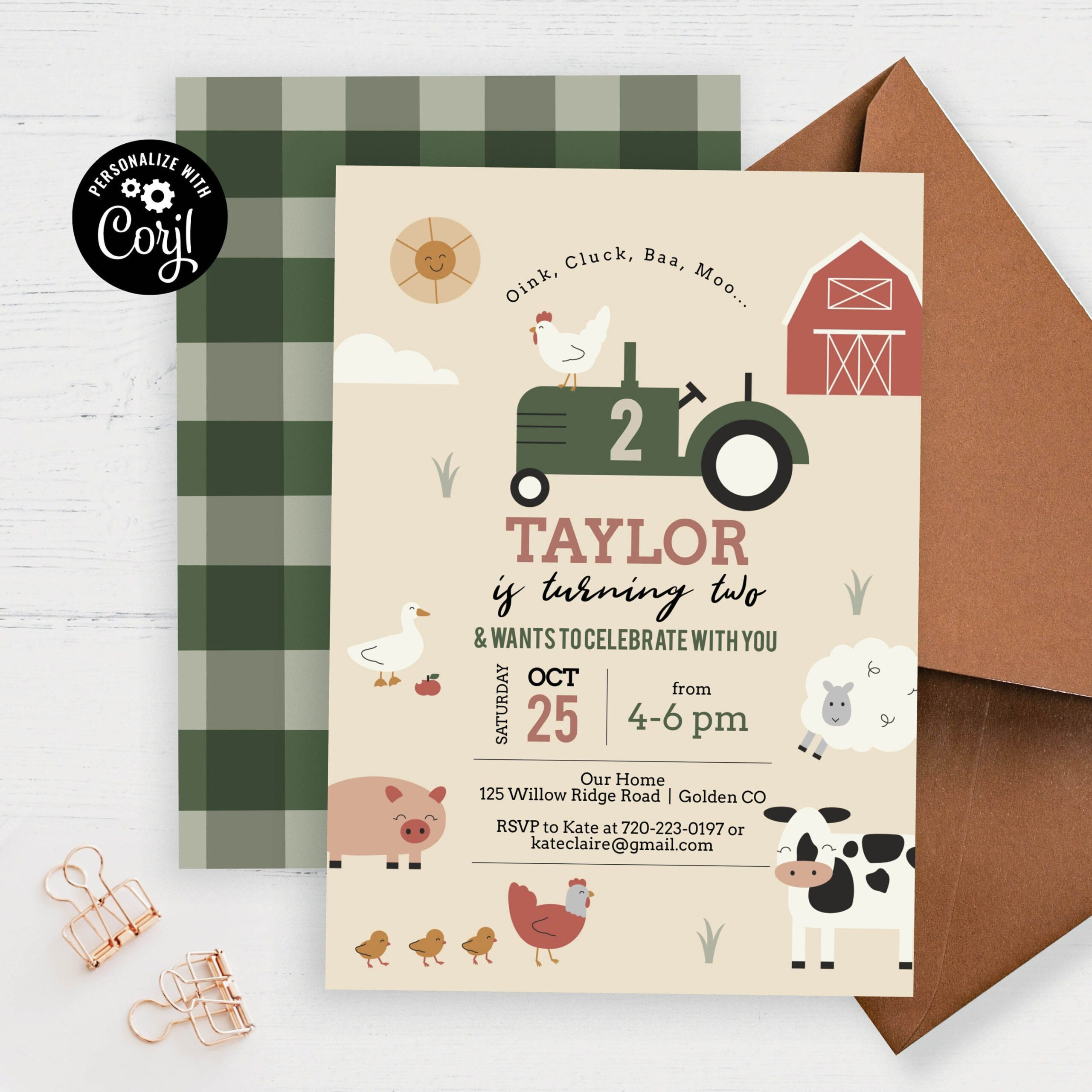 Editable Farm Animal Birthday Invitation Template