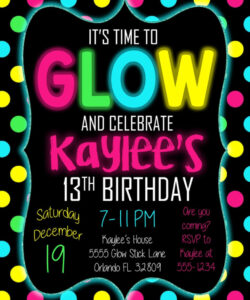 Editable Glow In The Dark Birthday Invitation Template