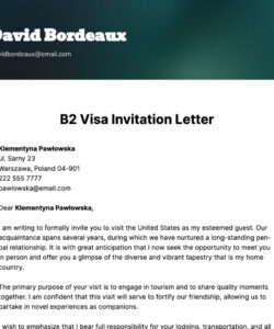 Editable Invitation Letter For Visa Template Word Sample