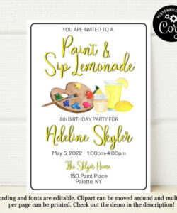 Editable Paint And Sip Invitation Template