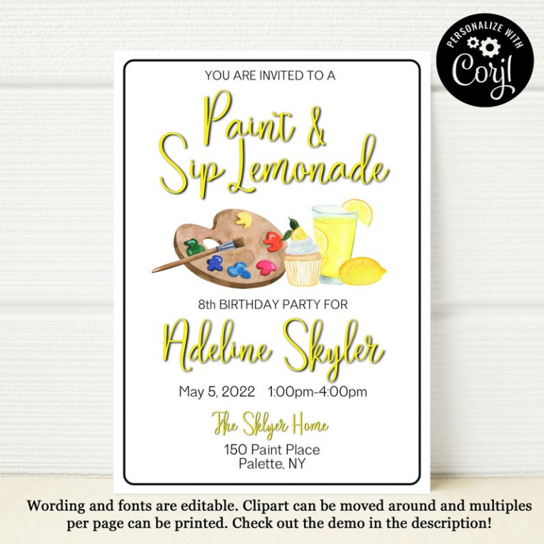 Editable Paint And Sip Invitation Template