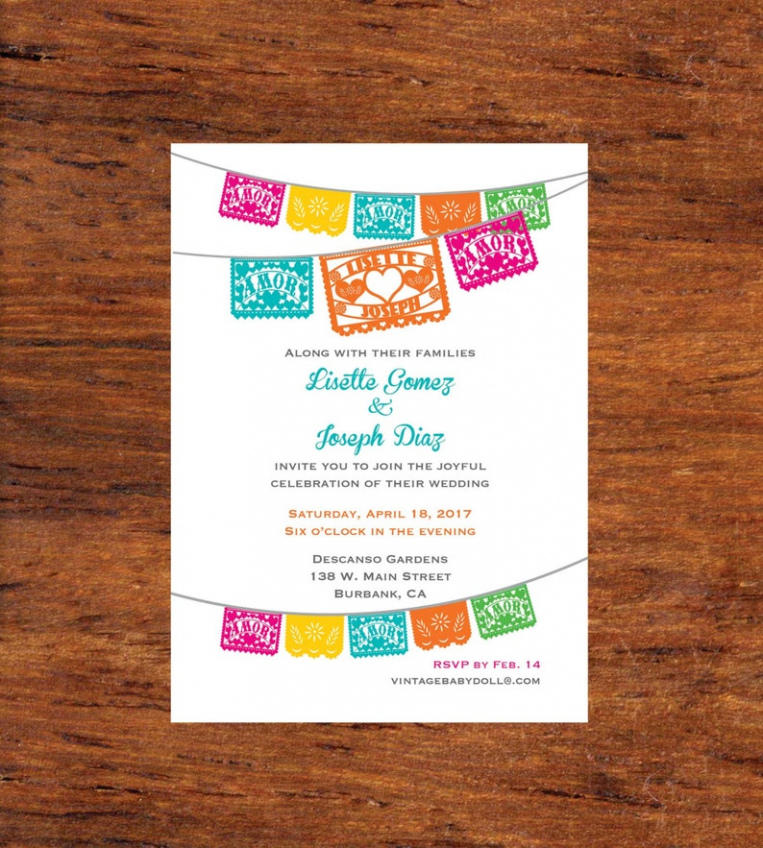 Editable Papel Picado Wedding Invitation Template Doc Sample