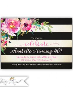 Free Blank 40 Year Birthday Invitation Template  Sample