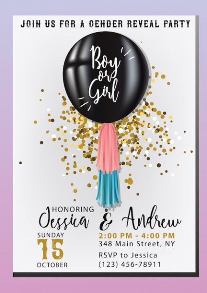 Free Blank Background Gender Reveal Invitation Template Pdf