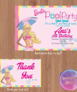 Free Blank Barbie Pool Party Invitation Template Word