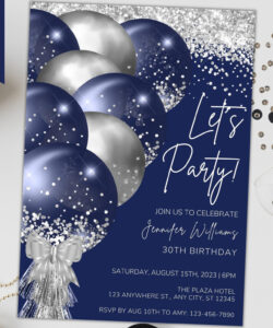 Free Blank Blue And Silver Invitation Template Excel Sample