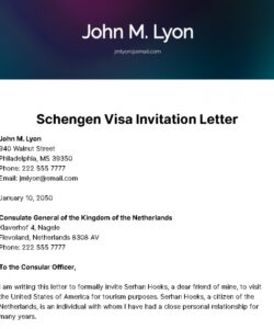 Free Blank Business Visa Invitation Letter Template Excel Sample