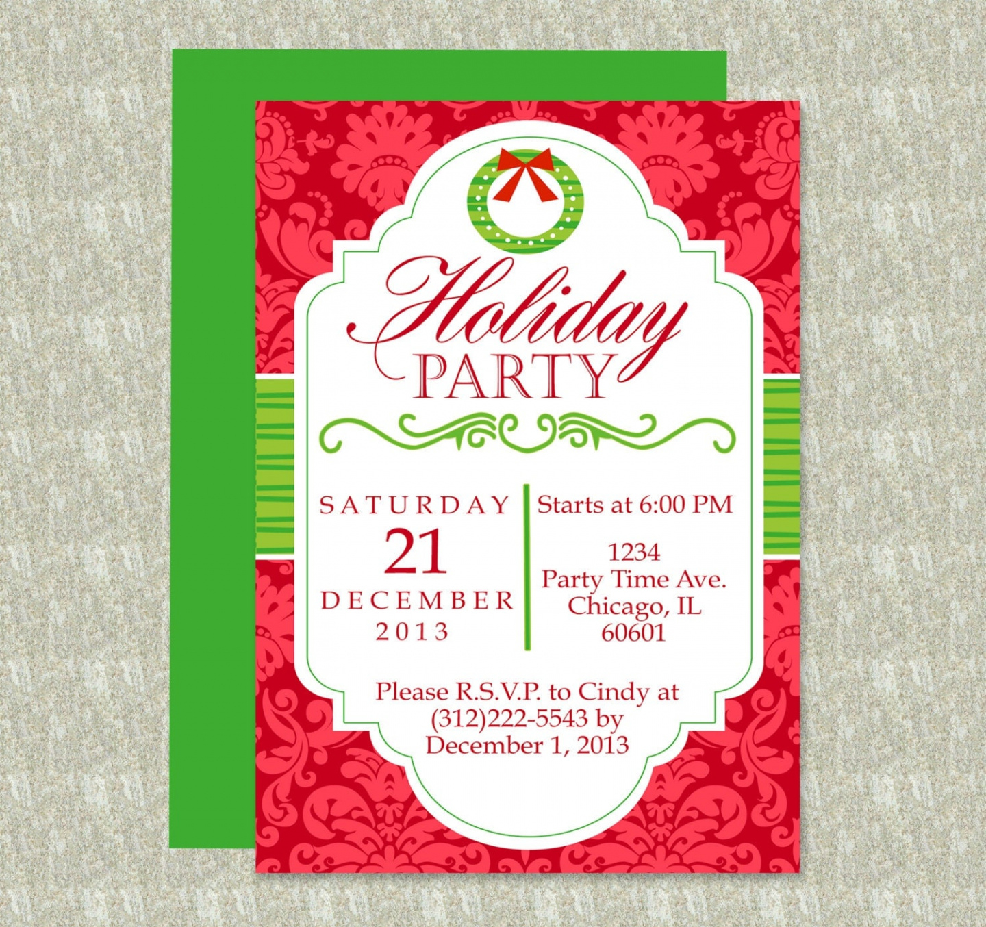 Free Blank Christmas Holiday Party Invitation Template  Sample