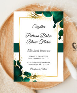 Free Blank Green And Gold Invitation Template Excel Sample