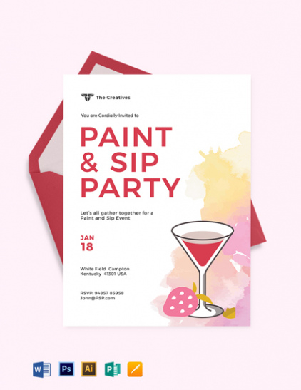 Free Blank Paint And Sip Invitation Template Word Sample