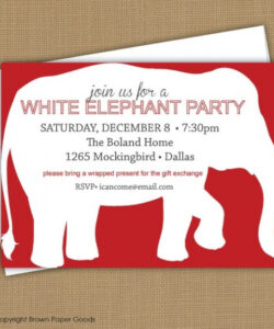 Free Blank White Elephant Party Invitation Template Word