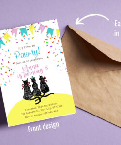 Free  Cat Birthday Party Invitation Template Excel