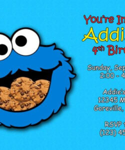 Free  Cookie Monster Birthday Invitation Template  Sample