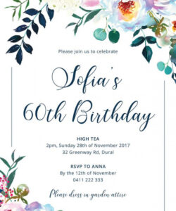 Free Custom 60Th Birthday Invitation Card Template Pdf