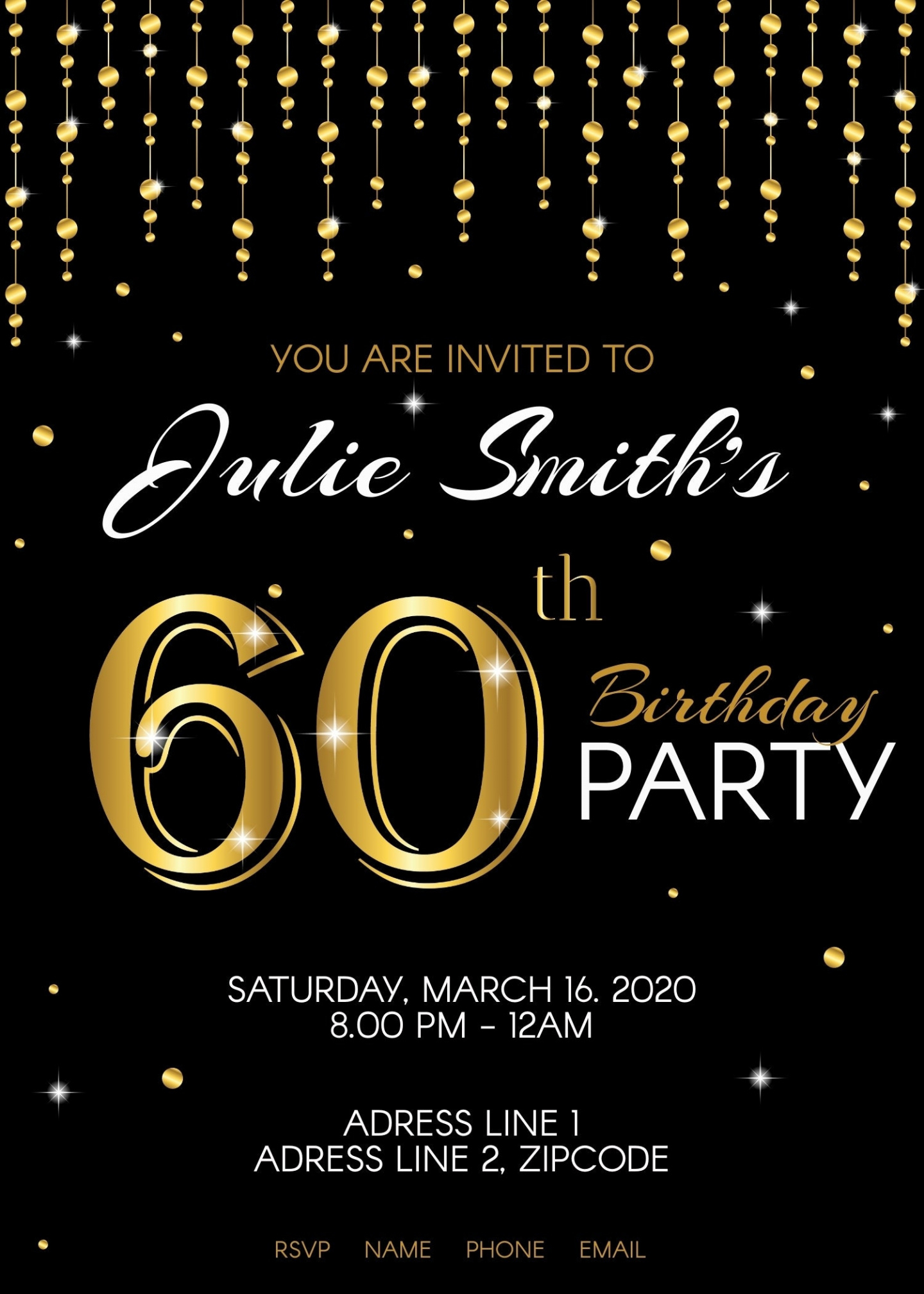 Free Custom 60Th Birthday Invitation Card Template