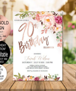 Free Custom 90Th Birthday Party Invitation Template Excel