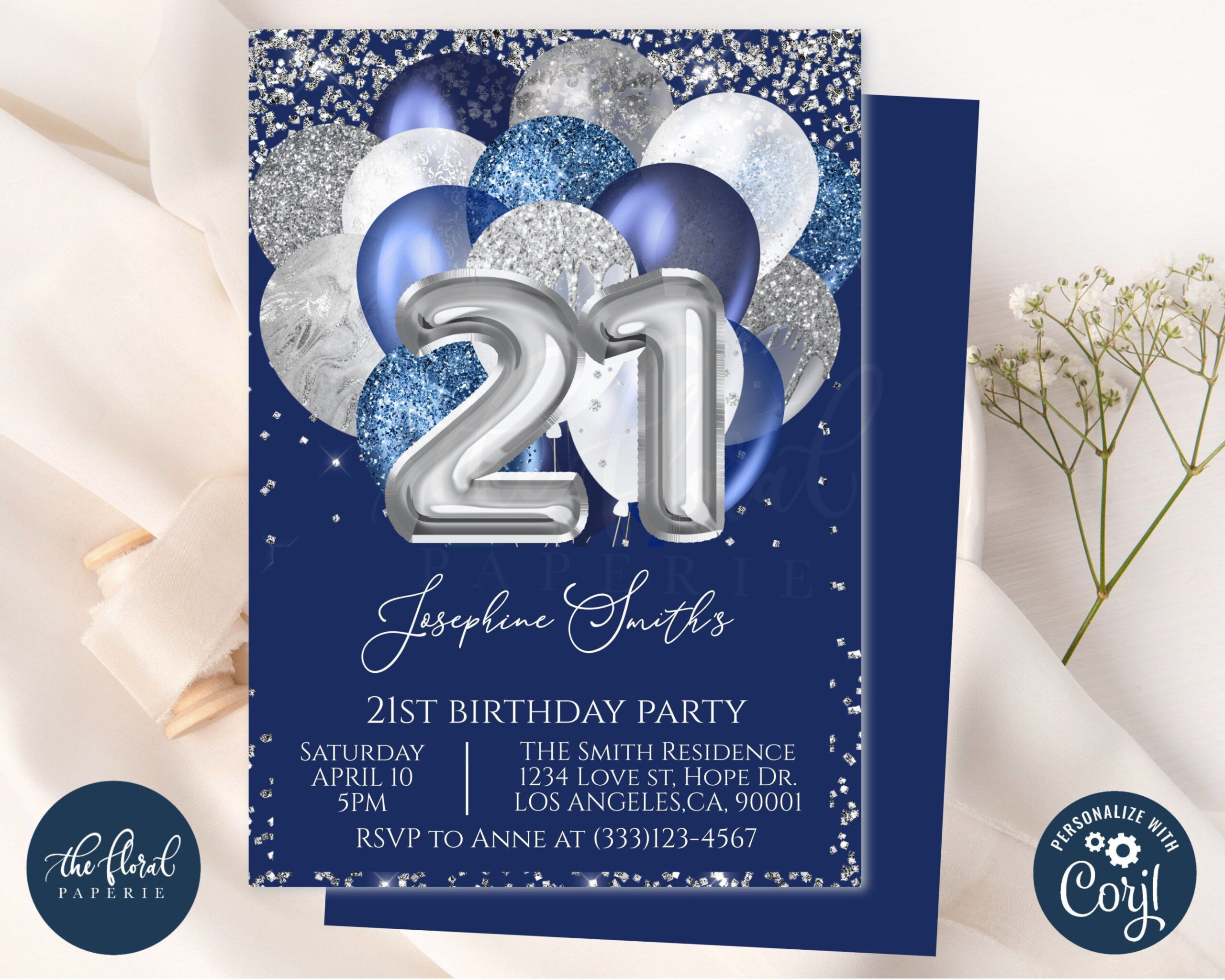 Free Custom Blue And Silver Invitation Template Pdf