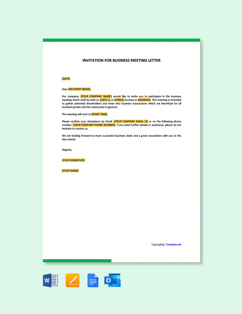 Free Custom Invitation To Meeting Email Template Word Sample