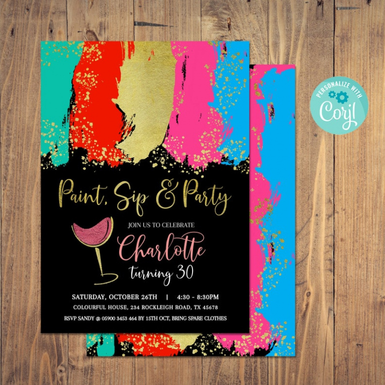 Free Custom Paint And Sip Invitation Template Doc Sample