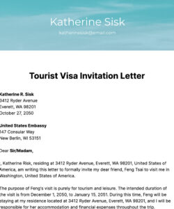 Free Custom Visitor Visa Invitation Letter Template  Sample