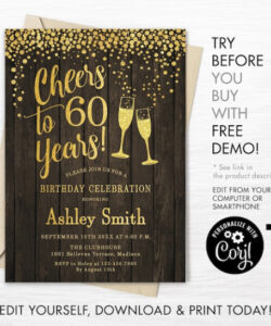 Free Editable 60Th Birthday Invitation Card Template