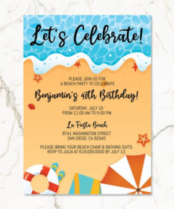 Free Editable Beach Birthday Party Invitation Template