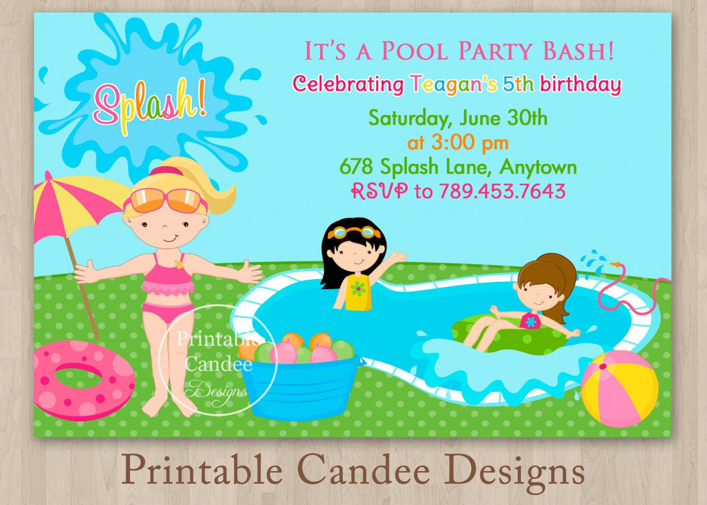 Free Editable Birthday Pool Party Invitation Template Doc