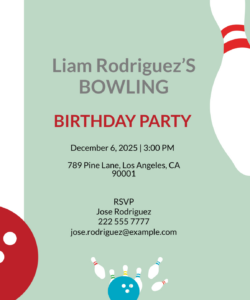 Free Editable Bowling Birthday Party Invitation Template