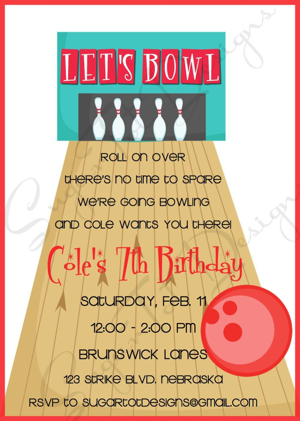 Free Editable Bowling Birthday Party Invitation Template Word Sample