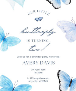 Free Editable Butterfly Birthday Invitation Card Template Doc Sample