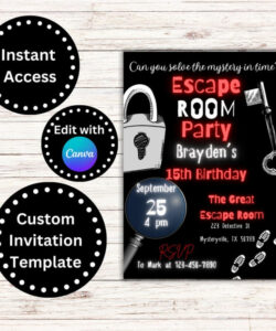 Free Editable Escape Room Party Invitation Template Excel