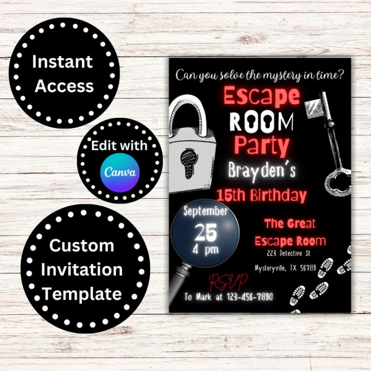 Free Editable Escape Room Party Invitation Template Excel