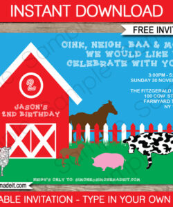 Free Editable Farm Animal Birthday Invitation Template Pdf Sample